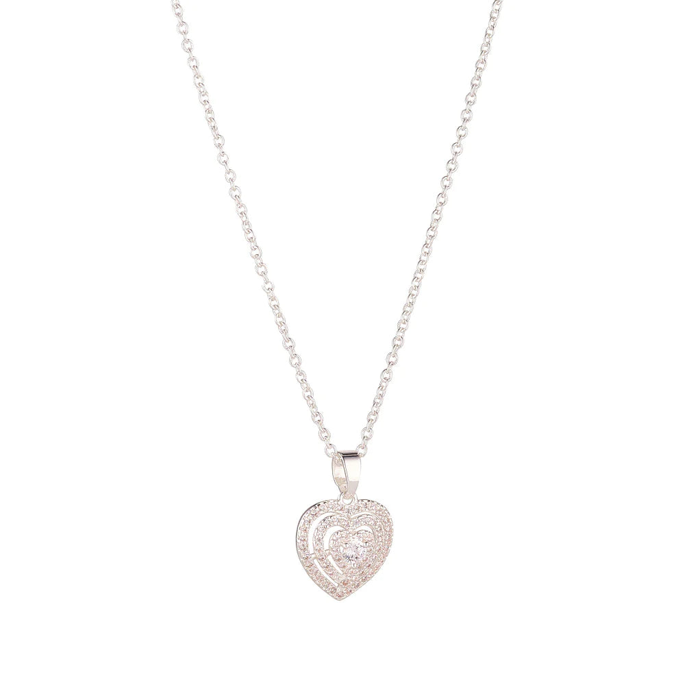 KNIGHT & DAY - Silver Micropave Heart Pendant