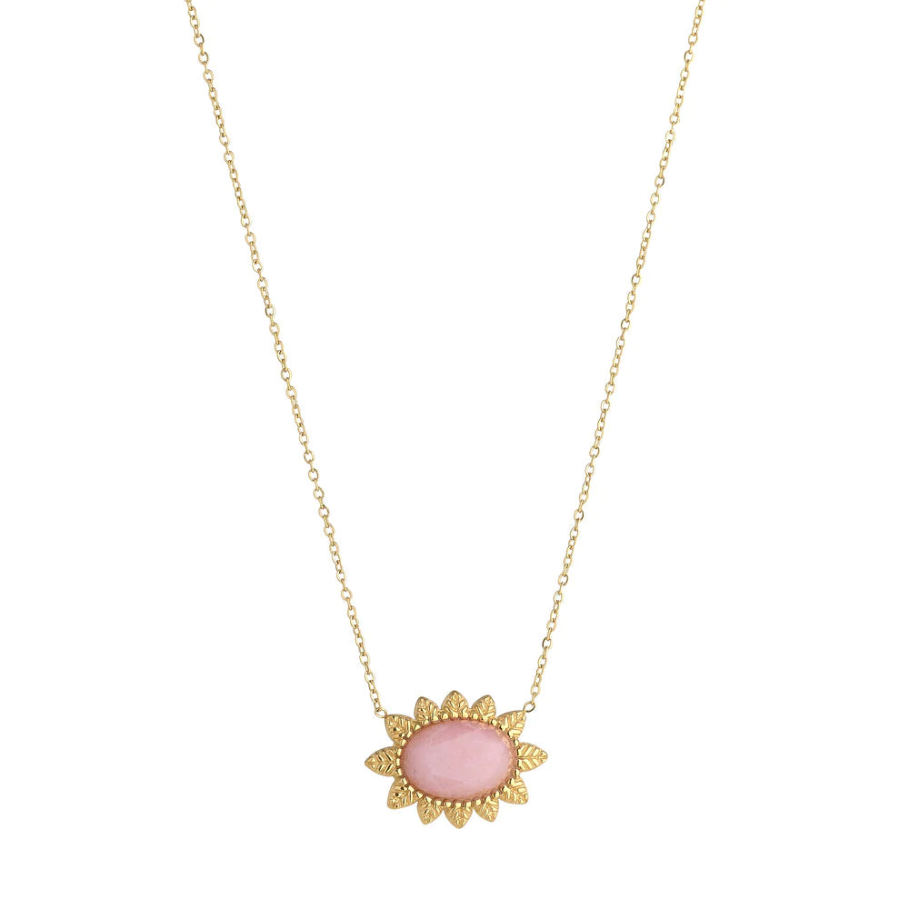 KNIGHT & DAY - Semi Precious Pink Jade Stone Necklace