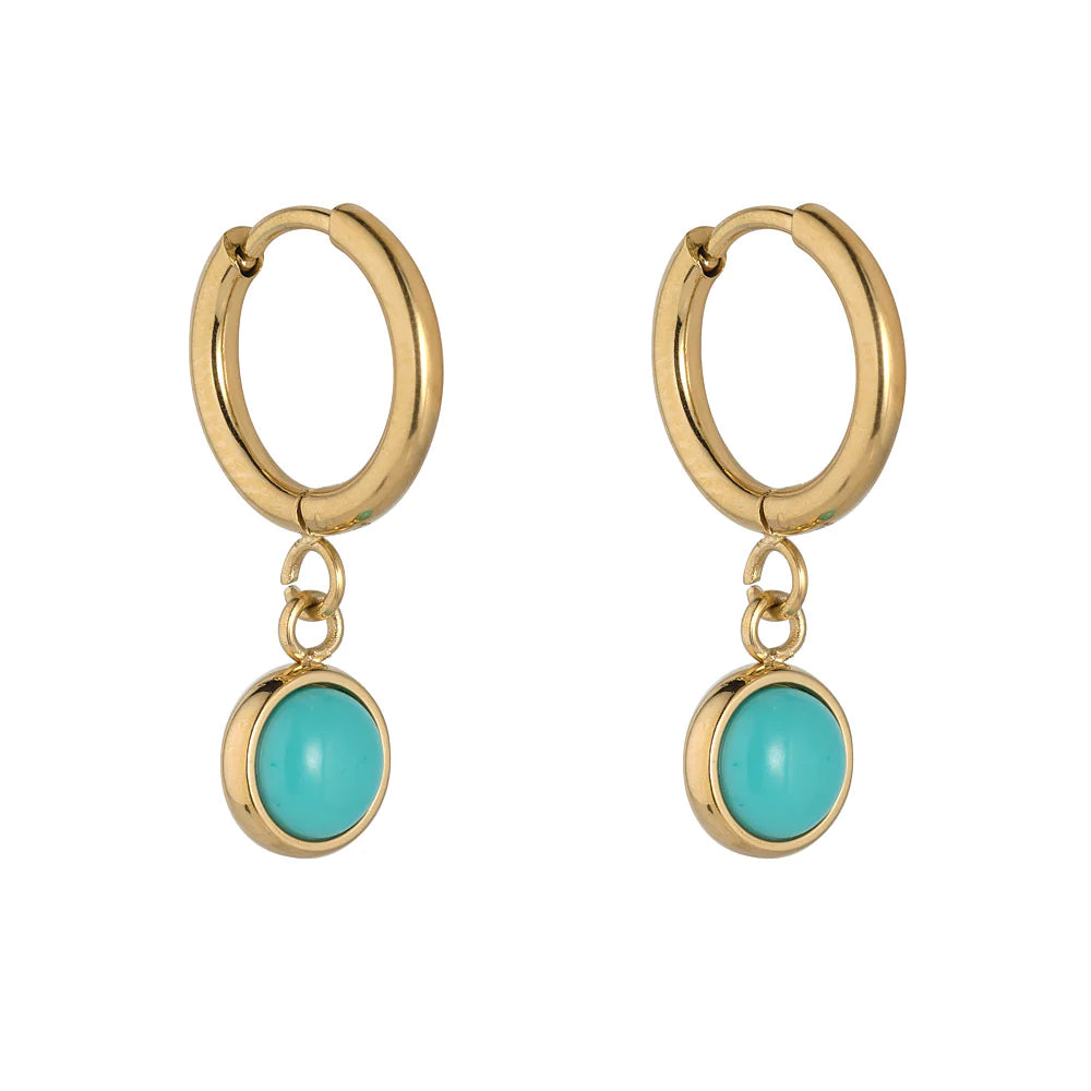 KNIGHT & DAY -  Turquoise Hoop Earrings