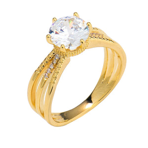 KNIGHT & DAY -  Solitaire Gold Ring SZ 7