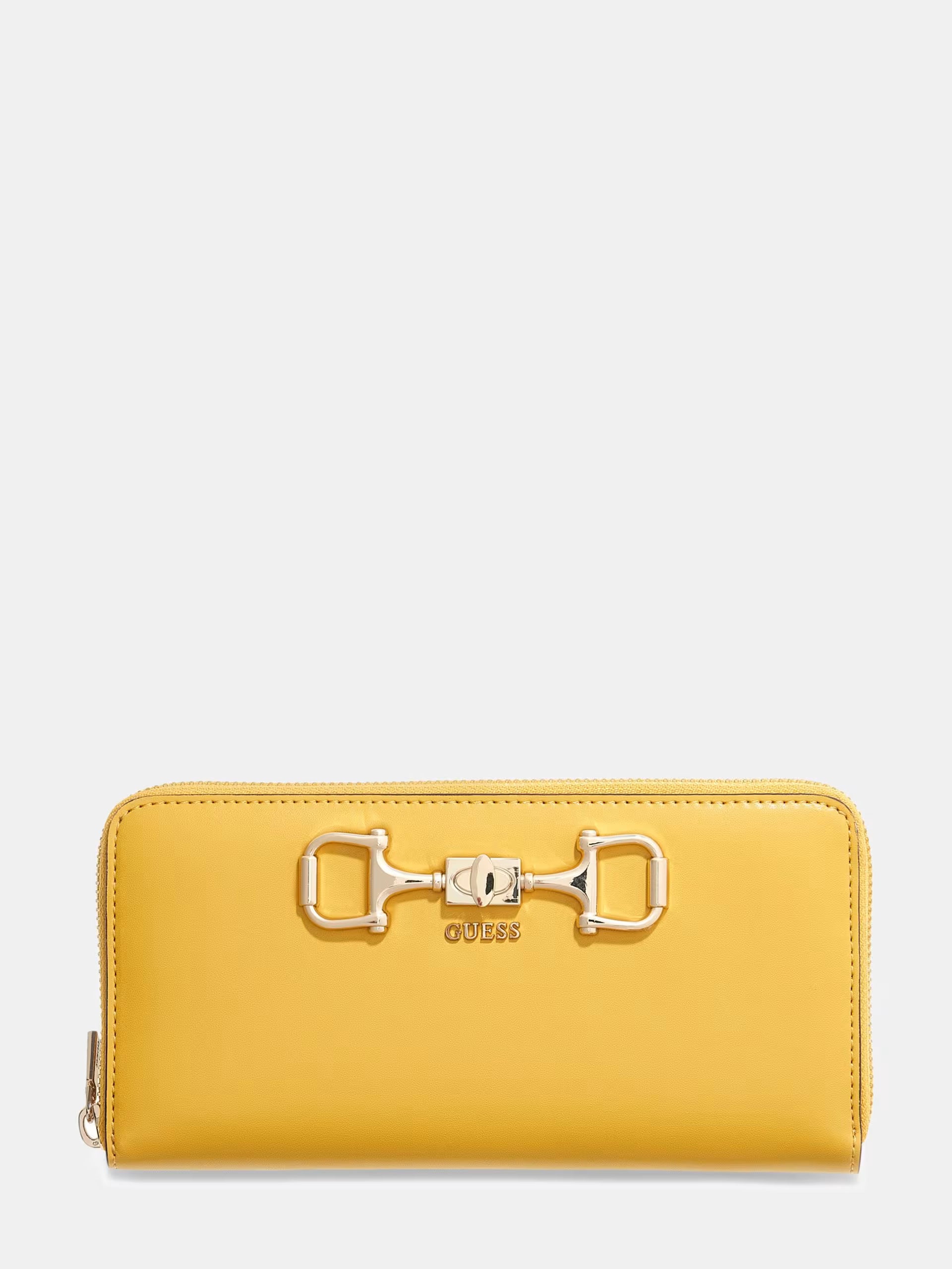 Guess Janie Large Zip Around Wallet in Amber