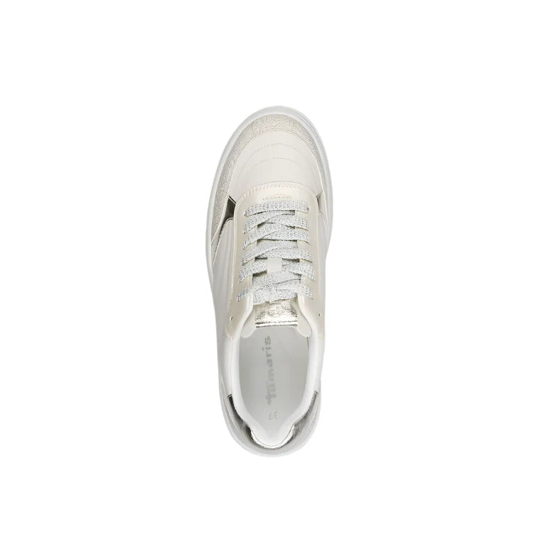 Tamaris Trainer in White/Latte/Silver