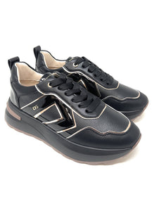 DONNA SERENA Lace up Walking Shoe Black/Gold