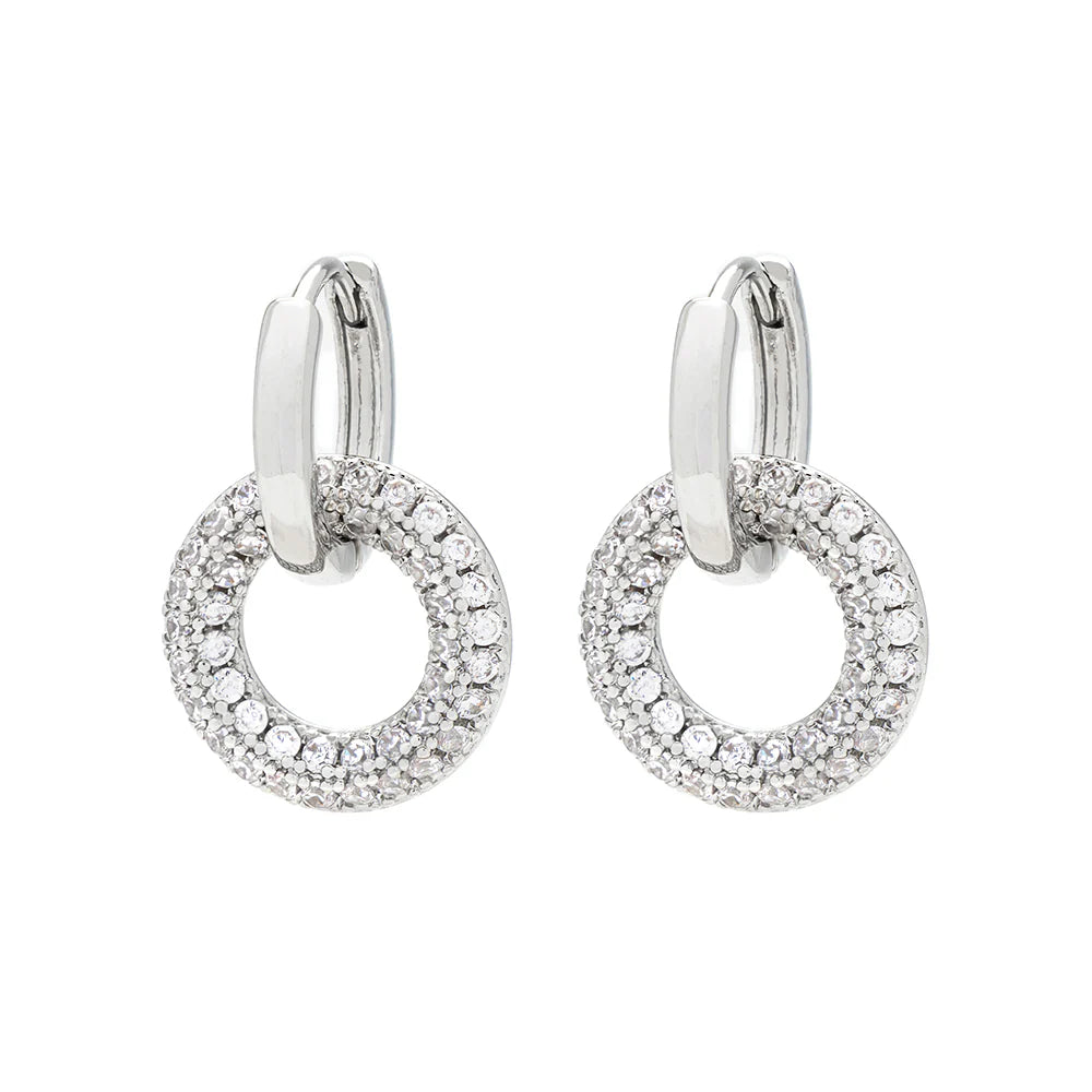 KNIGHT & DAY - Izabella B Medium Silver Hooped Earrings
