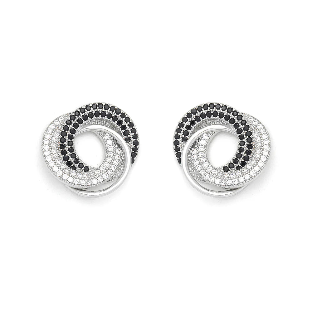 KNIGHT & DAY - Clear & Jet CZ Stone Earrings
