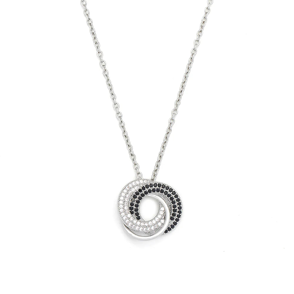 KNIGHT & DAY - Clear and Jet CZ Stone Necklace