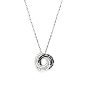 KNIGHT & DAY - Clear and Jet CZ Stone Necklace