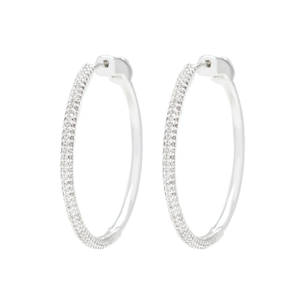 KNIGHT & DAY - Medium Size Crystal Encrusted Hoops