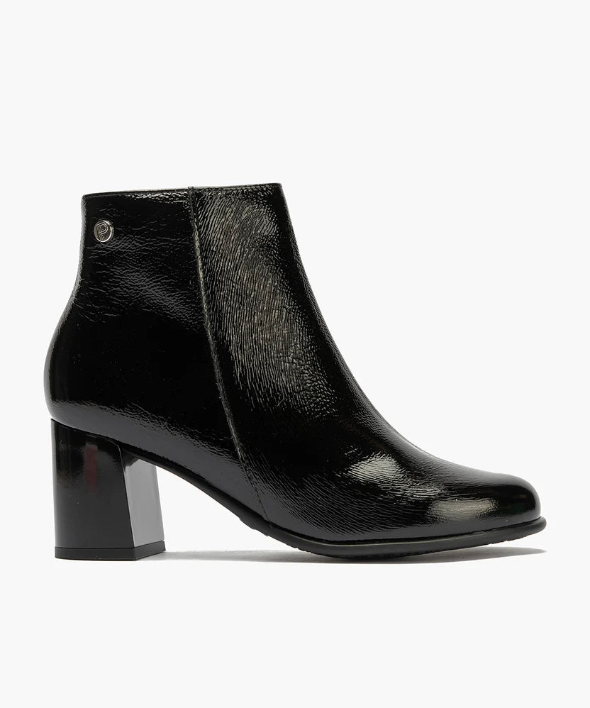 Pitillos Black Patent Heeled Ankle Boot
