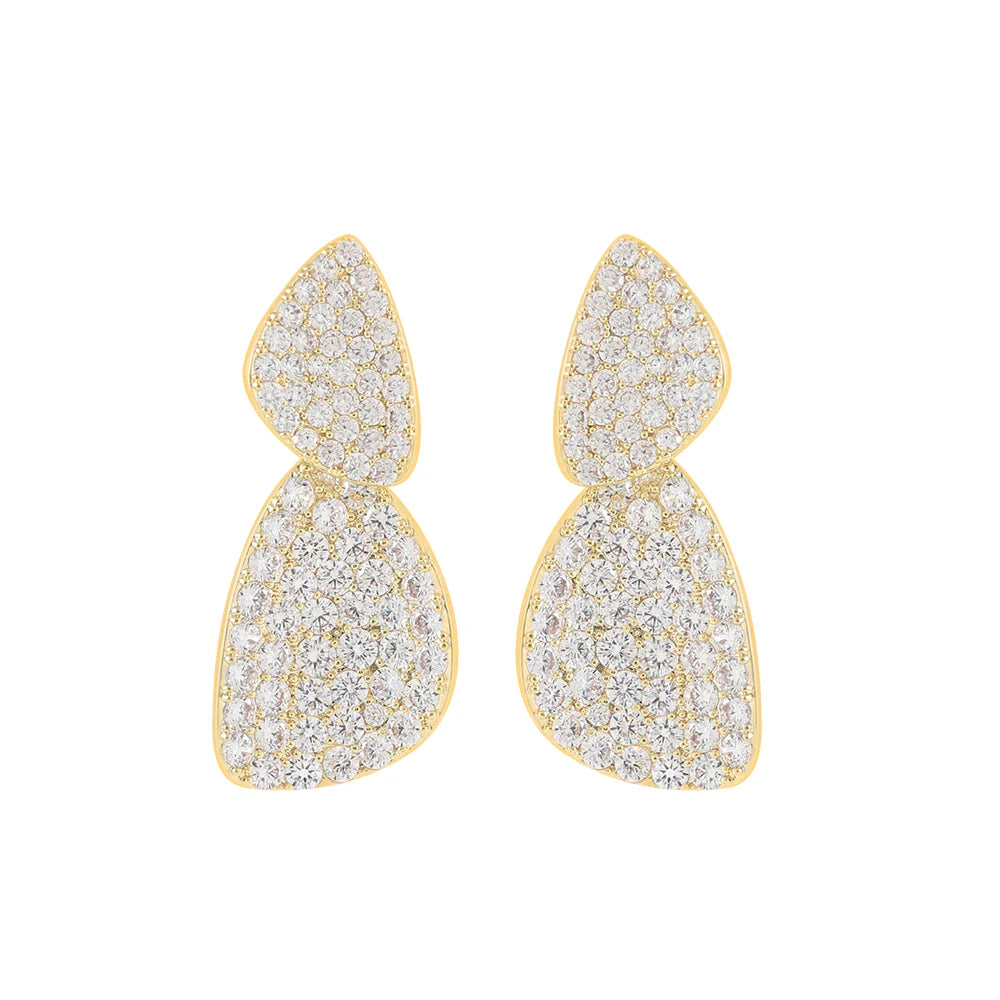 KNIGHT & DAY - Double Drop CZ Gold plated Earrings