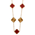 KNIGHT & DAY - Burgundy and Gold Clover Necklace