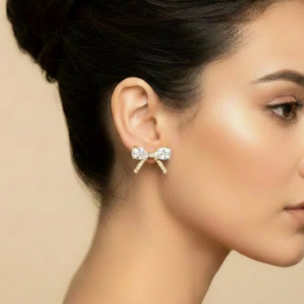 KNIGHT & DAY -  Crystal Bow Earrings