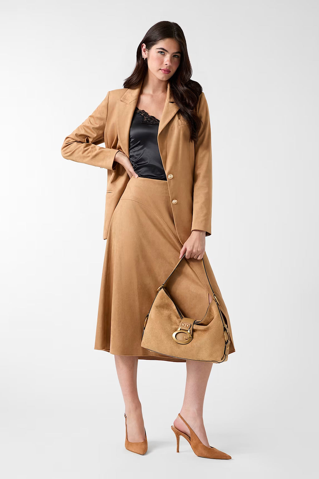 GUESS Mia Single Breasted Blazer in Sand