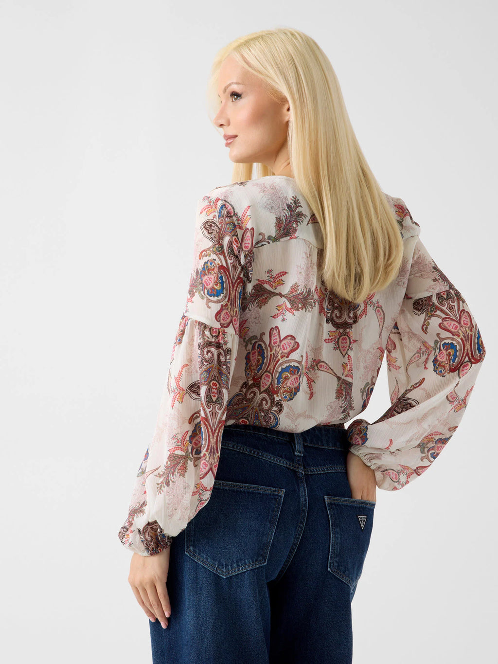 GUESS Emy Ruffled Paisley Top