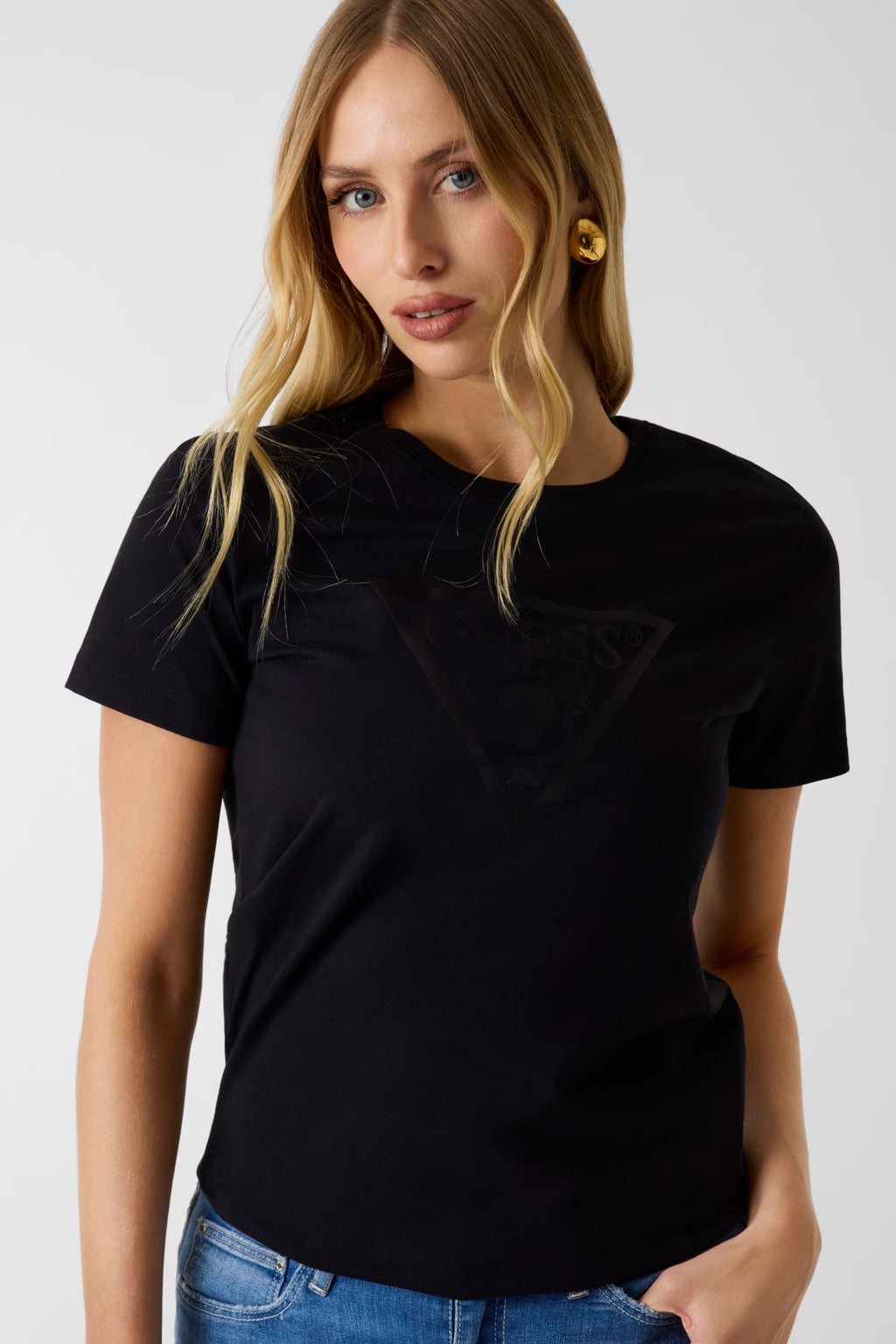 GUESS Basic Triangle Tee Shirt Black