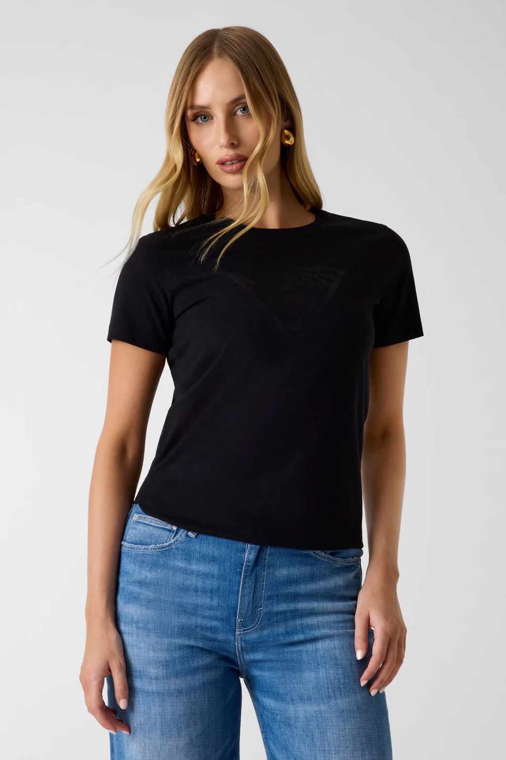 GUESS Basic Triangle Tee Shirt Black