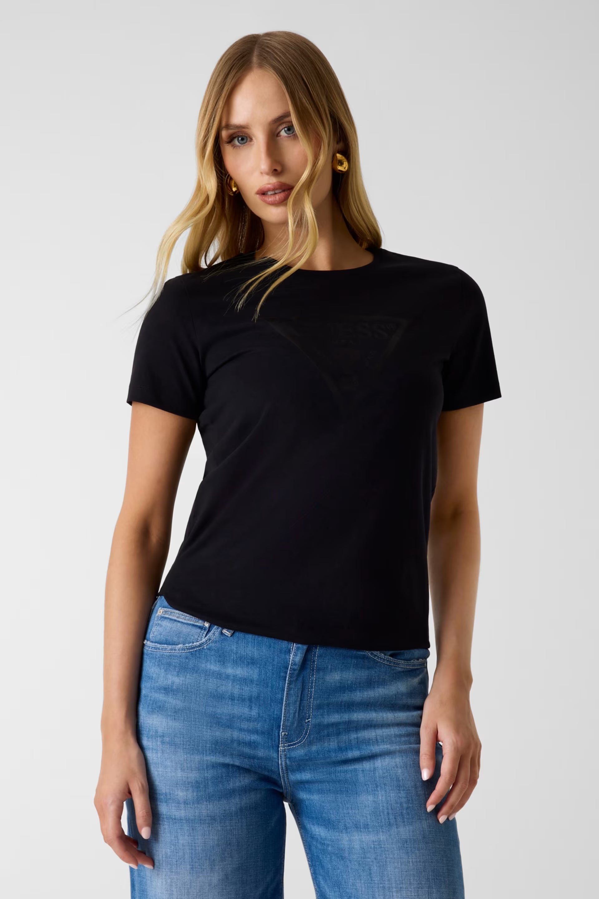 GUESS Basic Triangle Tee Shirt Black