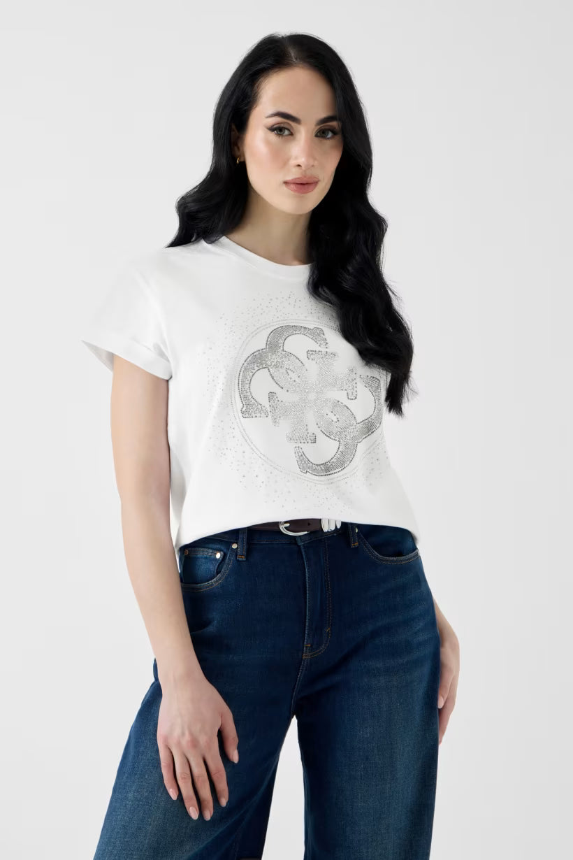 GUESS White 4G circle Tee Shirt
