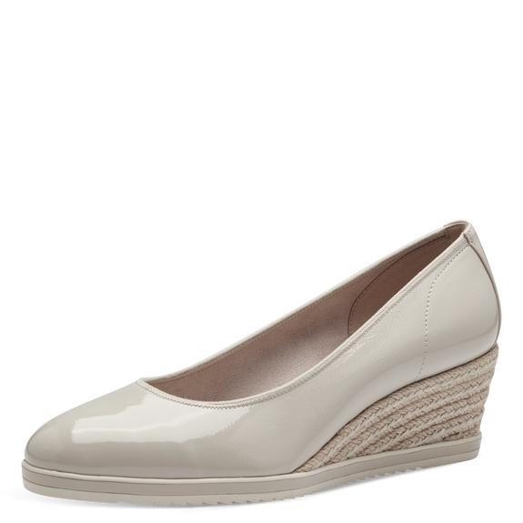 Tamaris Wedge Pump Beige Patent