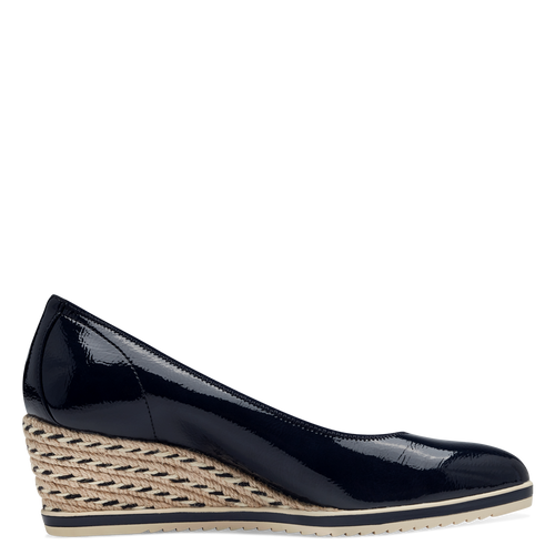 Tamaris Wedge Pump Navy Patent