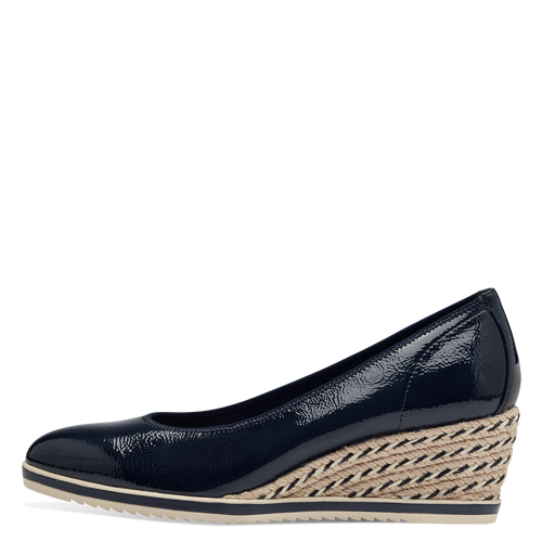 Tamaris Wedge Pump Navy Patent