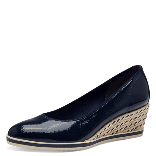 Tamaris Wedge Pump Navy Patent