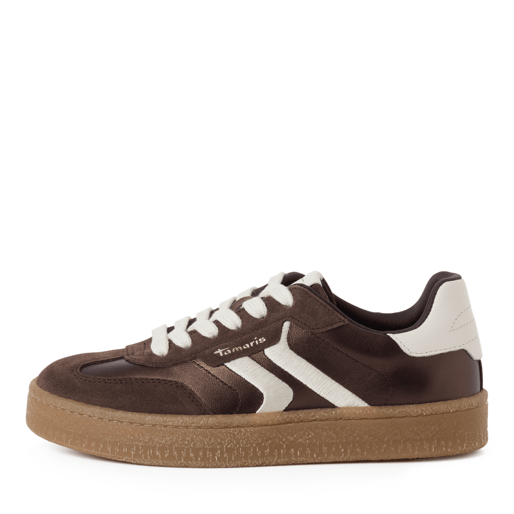 Tamaris Brown/White Leather trainers