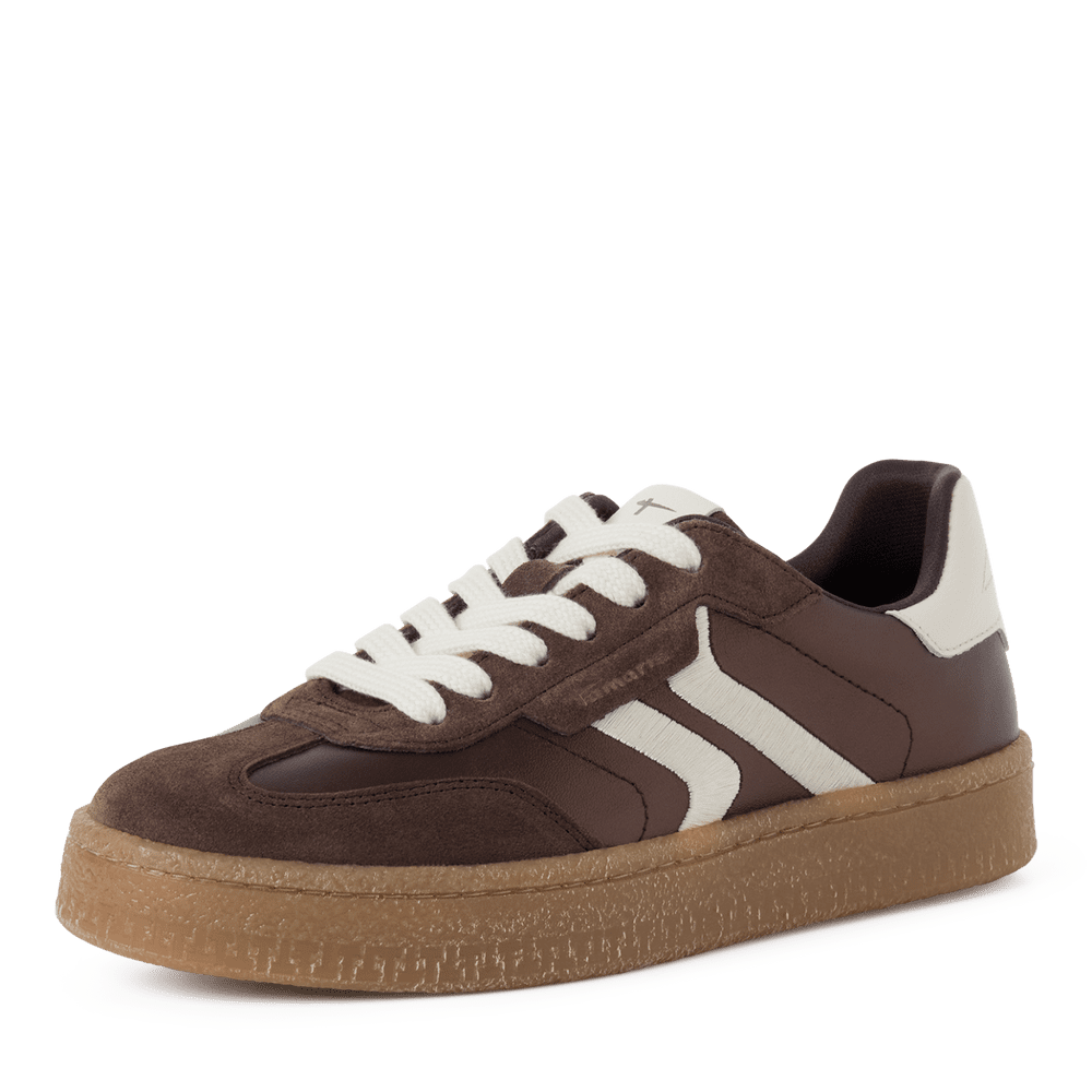 Tamaris Brown/White Leather trainers