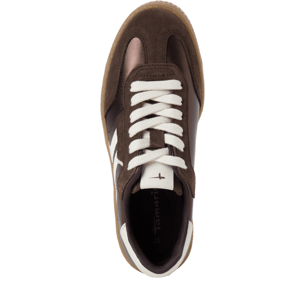 Tamaris Brown/White Leather trainers