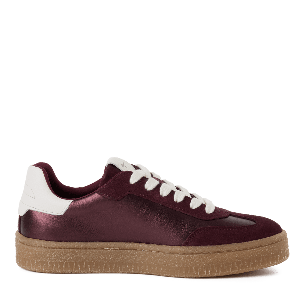 Tamaris Burgundy/White Leather trainers
