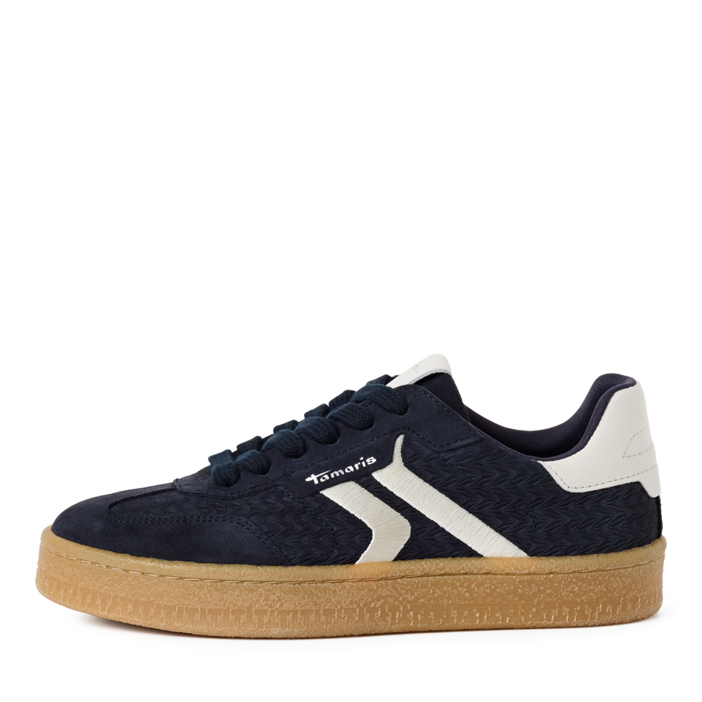 Tamaris Navy/White Leather trainers