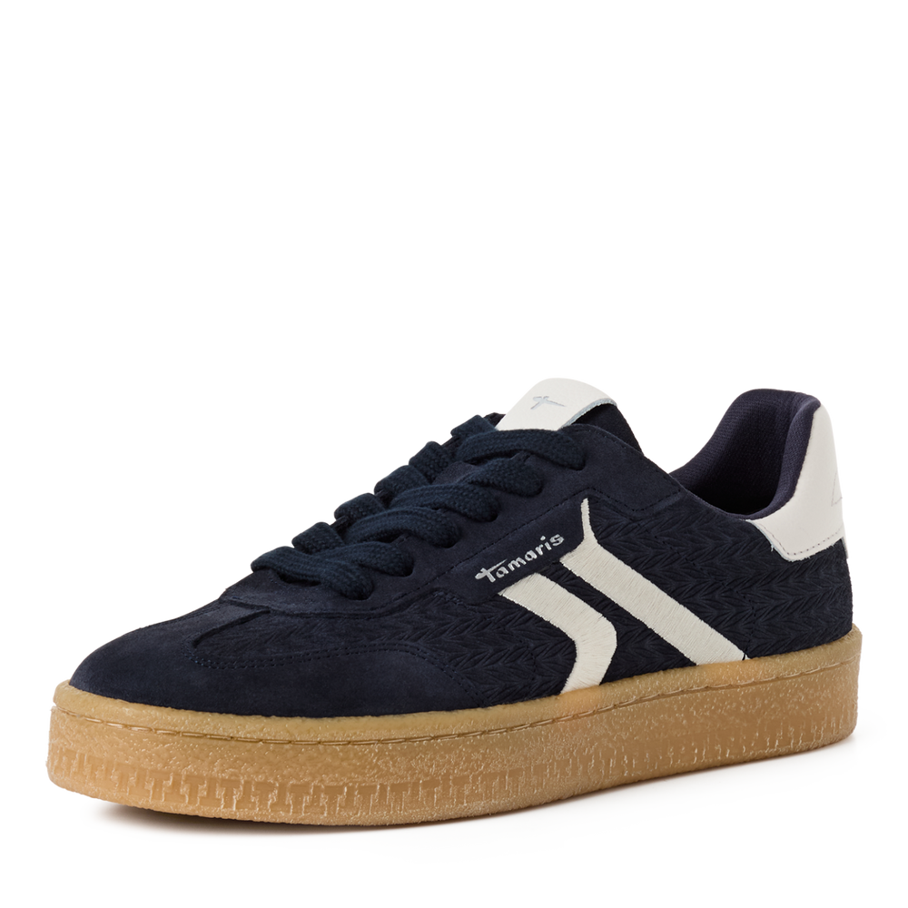Tamaris Navy/White Leather trainers