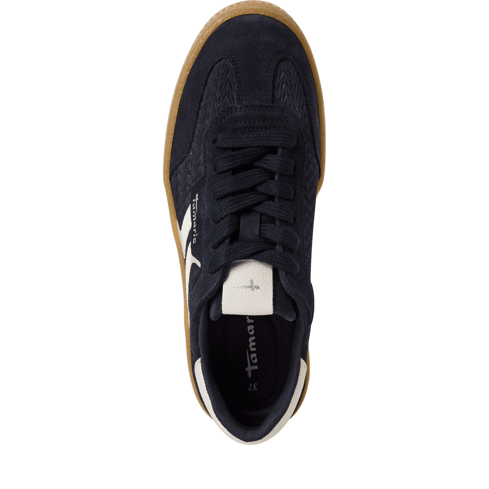 Tamaris Navy/White Leather trainers