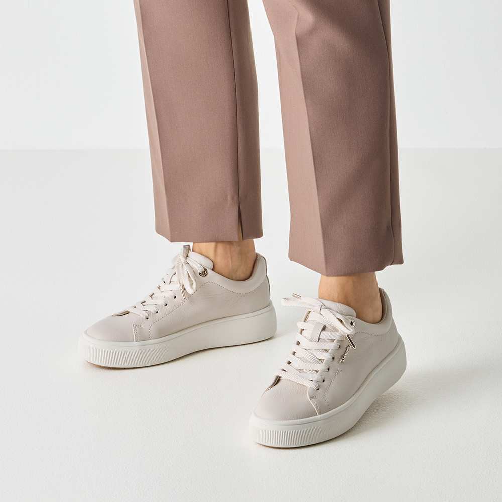 Tamaris Ivory Leather trainers