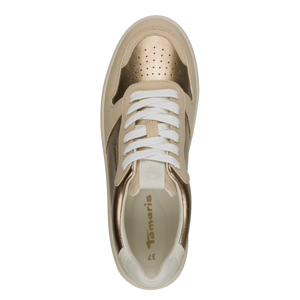Tamaris Gold/Beige Vegan Trainer