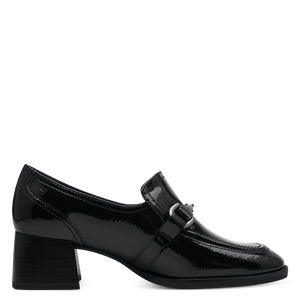 Tamaris Black Patent Heeled Loafers