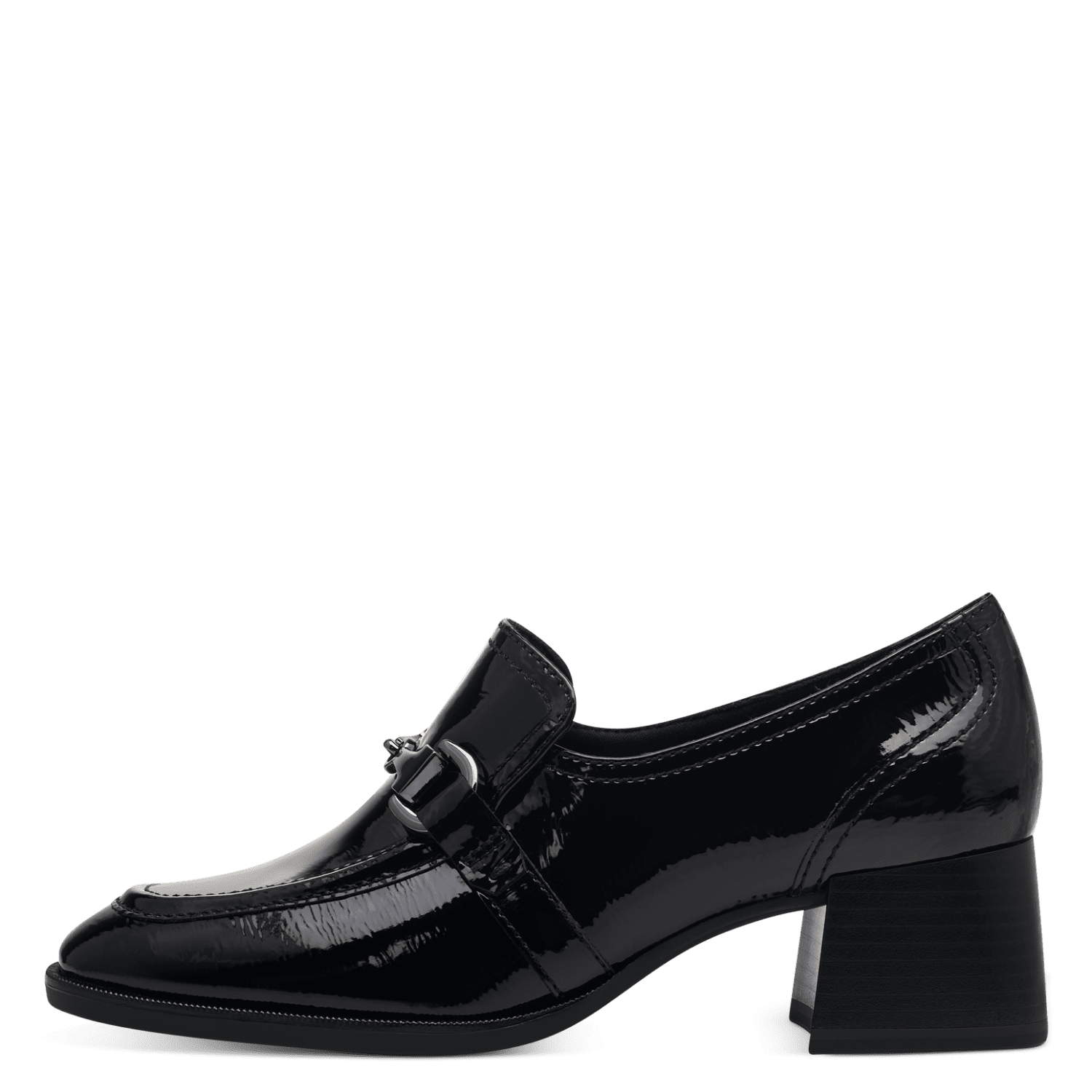 Tamaris Black Patent Heeled Loafers
