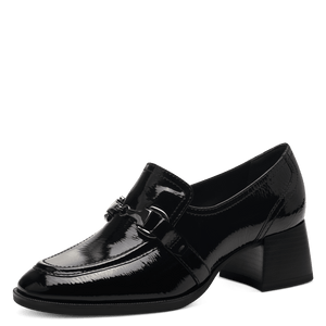 Tamaris Black Patent Heeled Loafers