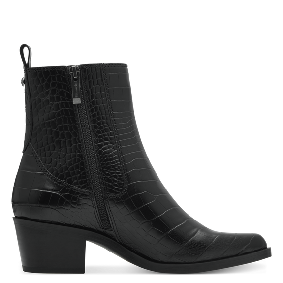 Tamaris Black Croc Ankle Boot