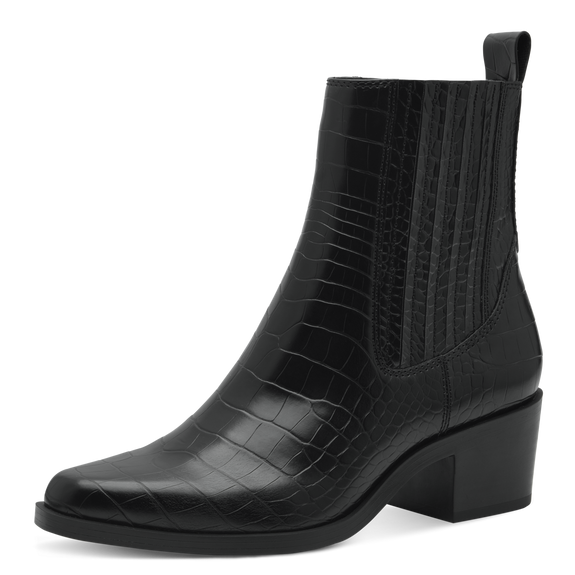 Tamaris Black Croc Ankle Boot