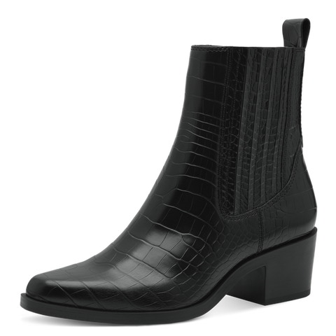 Tamaris Black Croc Ankle Boot