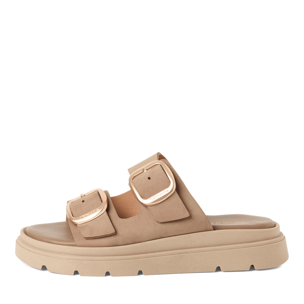 Tamaris Taupe Nubuck Sliders