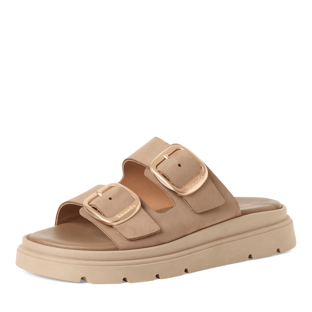 Tamaris Taupe Nubuck Sliders