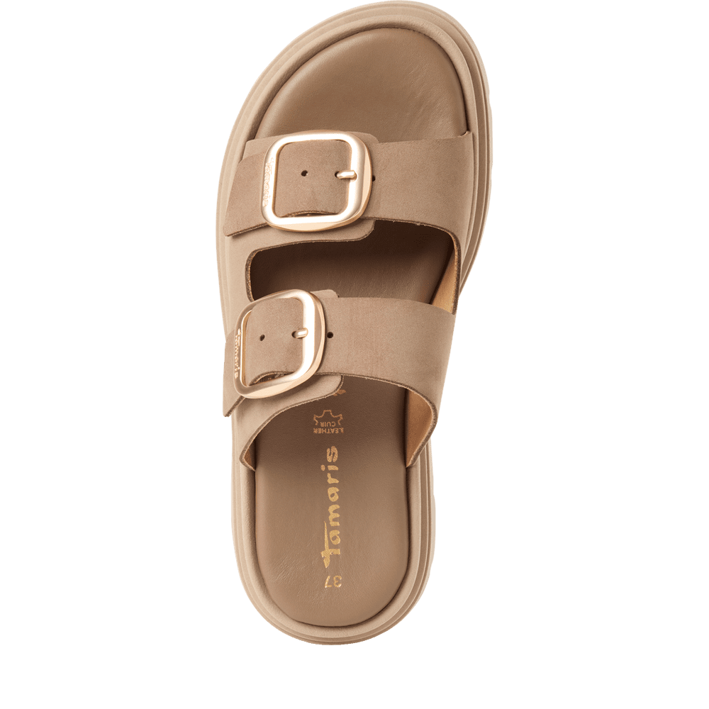 Tamaris Taupe Nubuck Sliders