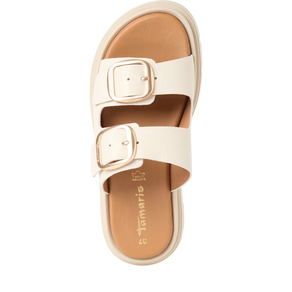 Tamaris Ivory Nubuck Sliders