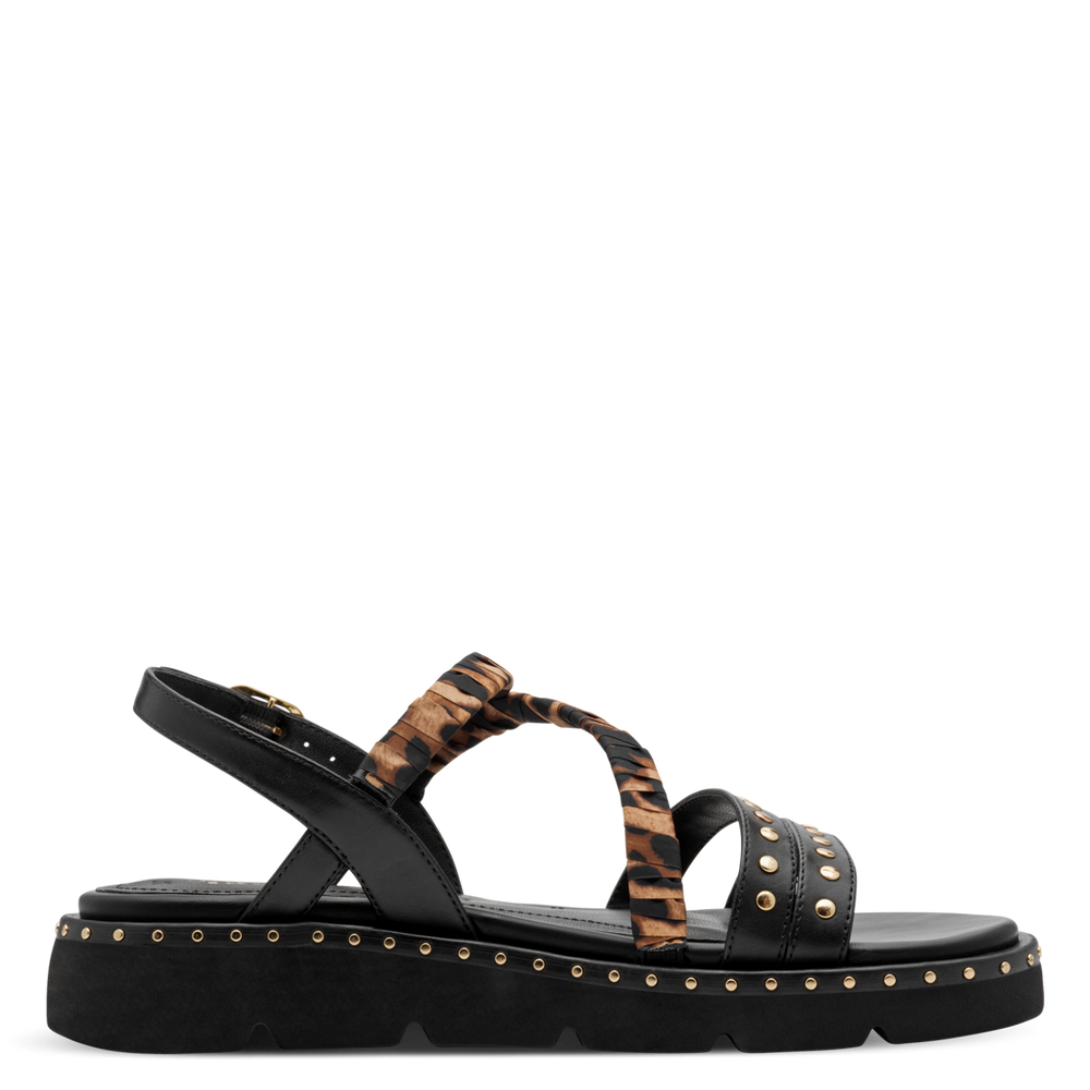 Tamaris Leopard Print Leather Sandal