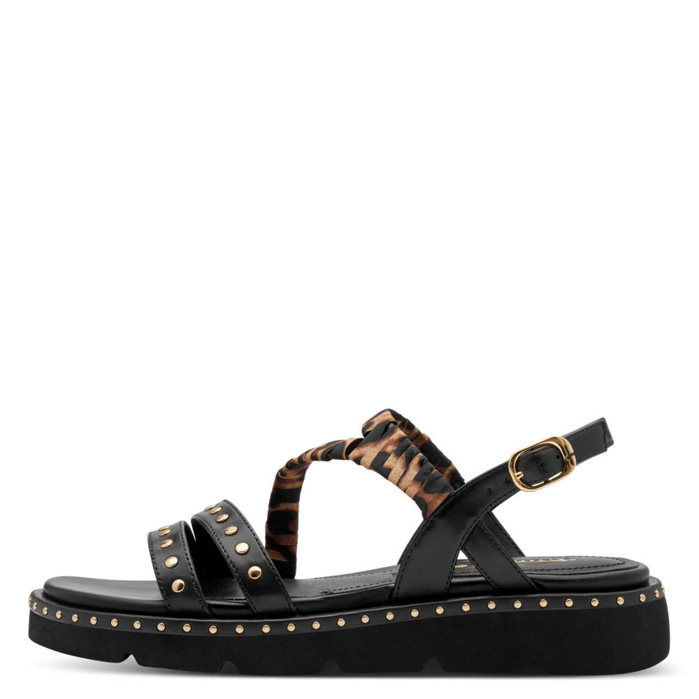 Tamaris Leopard Print Leather Sandal