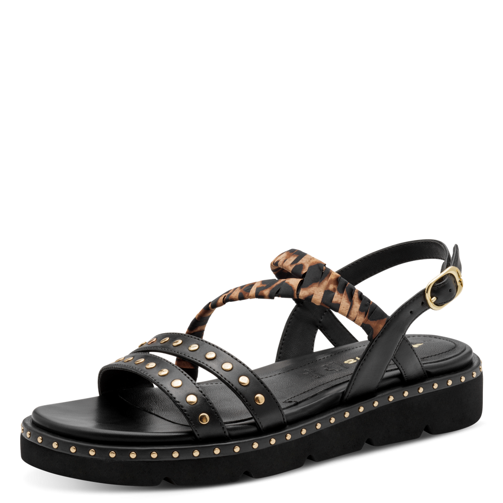 Tamaris Leopard Print Leather Sandal