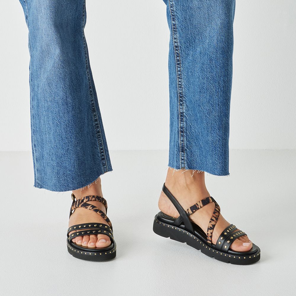 Tamaris Leopard Print Leather Sandal