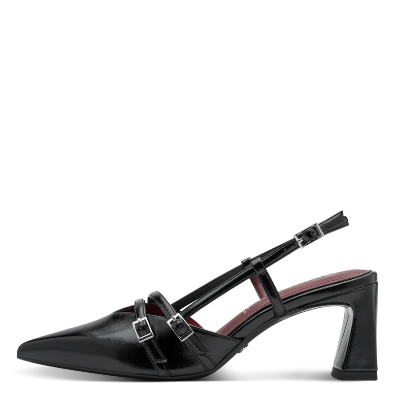 Tamaris Black Sling Back Heeled Shoe
